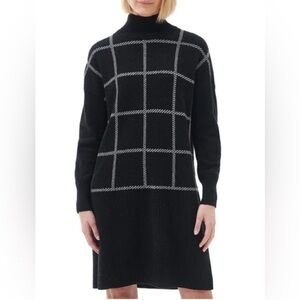 Barbour NWT Marsha Check Jacquard long sleeve wool blend sweater dress in black